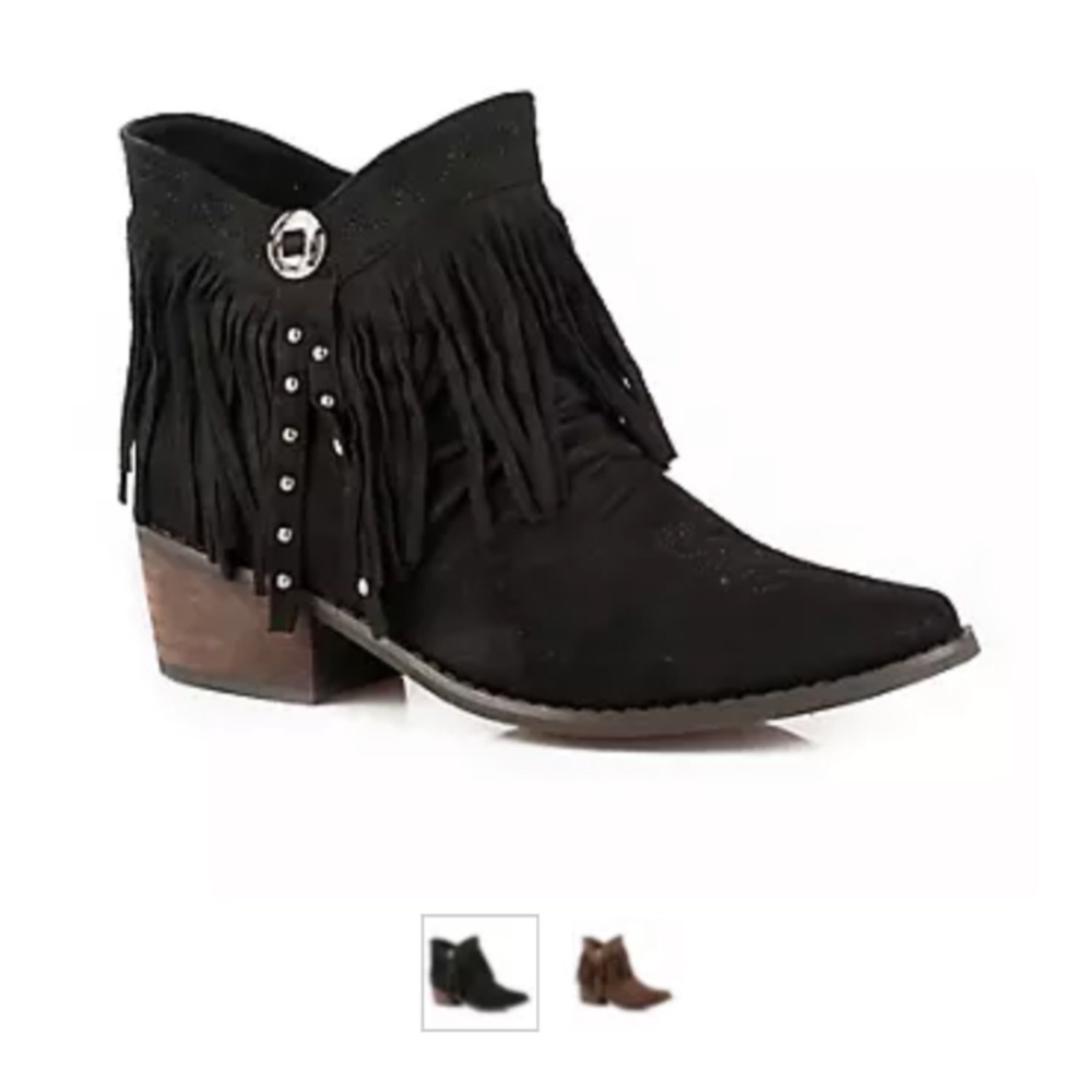 Roper Ladies Fringy Round Toe Black Boots